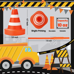 ALINK race car-themed cups highlighting construction fun, ideal for kids' birthday parties