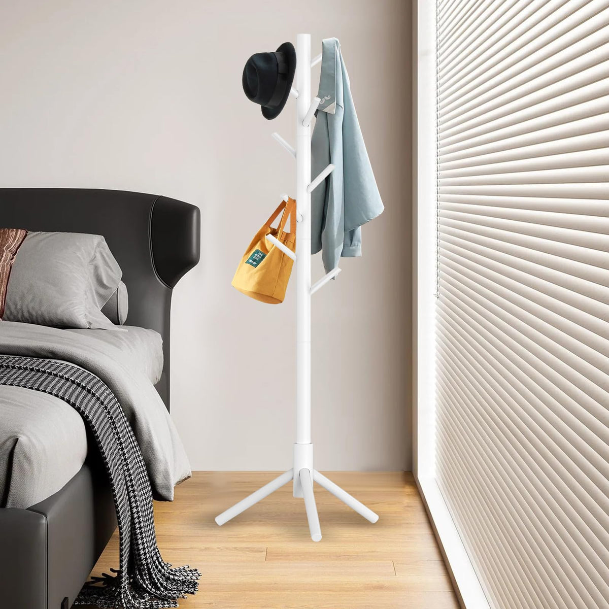 Aliphon freestanding unit fits narrow entryways while keeping essentials reachable.