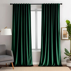 Aljctns emerald green velvet curtains, 84-inch panels elevate room styling with soft, luxurious fabric.