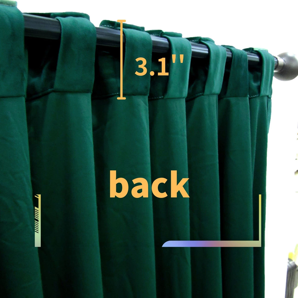 Aljctns emerald green velvet curtains close-up highlights plush texture.