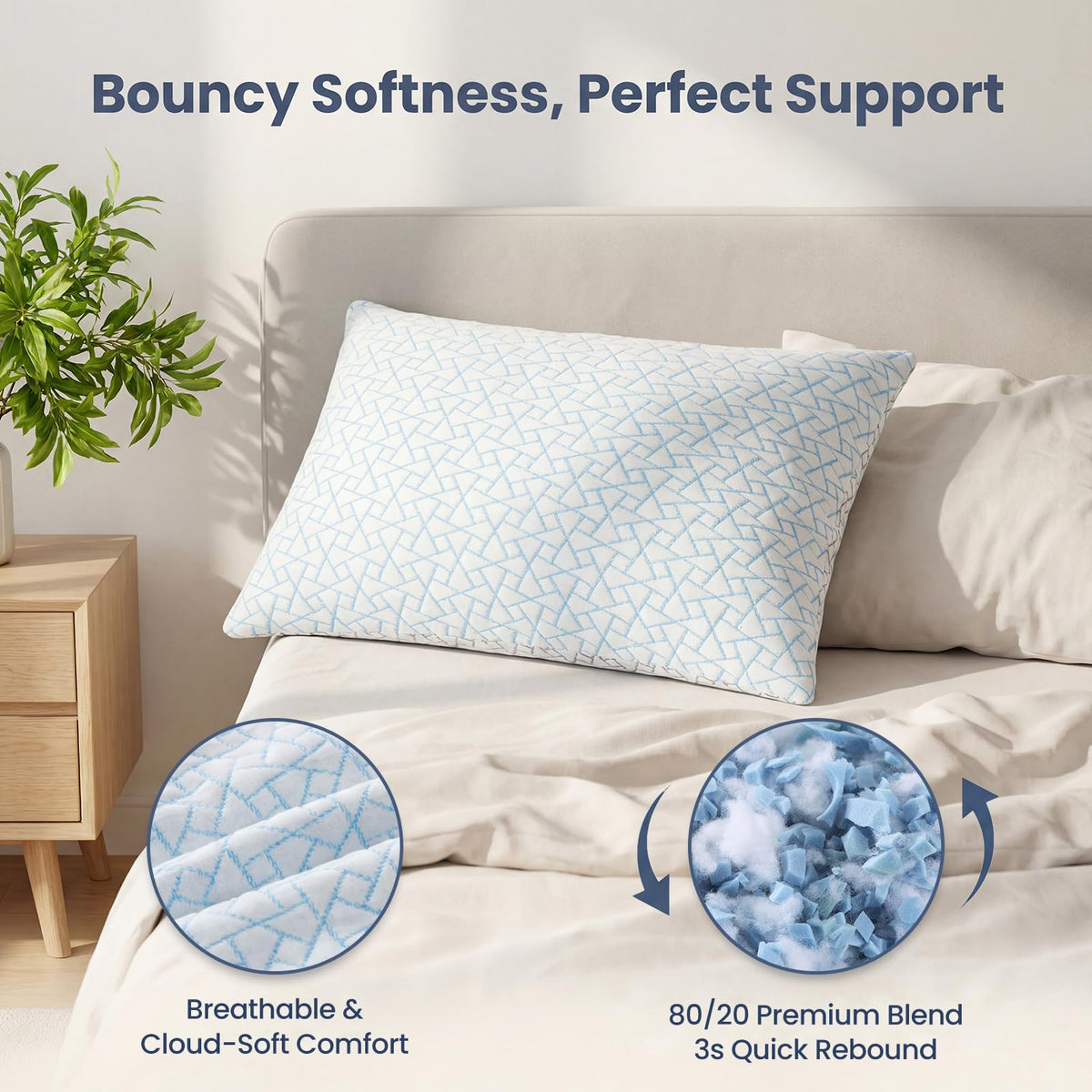 Alkyonos pillow with OEKO-TEX certification label for safe sleep.