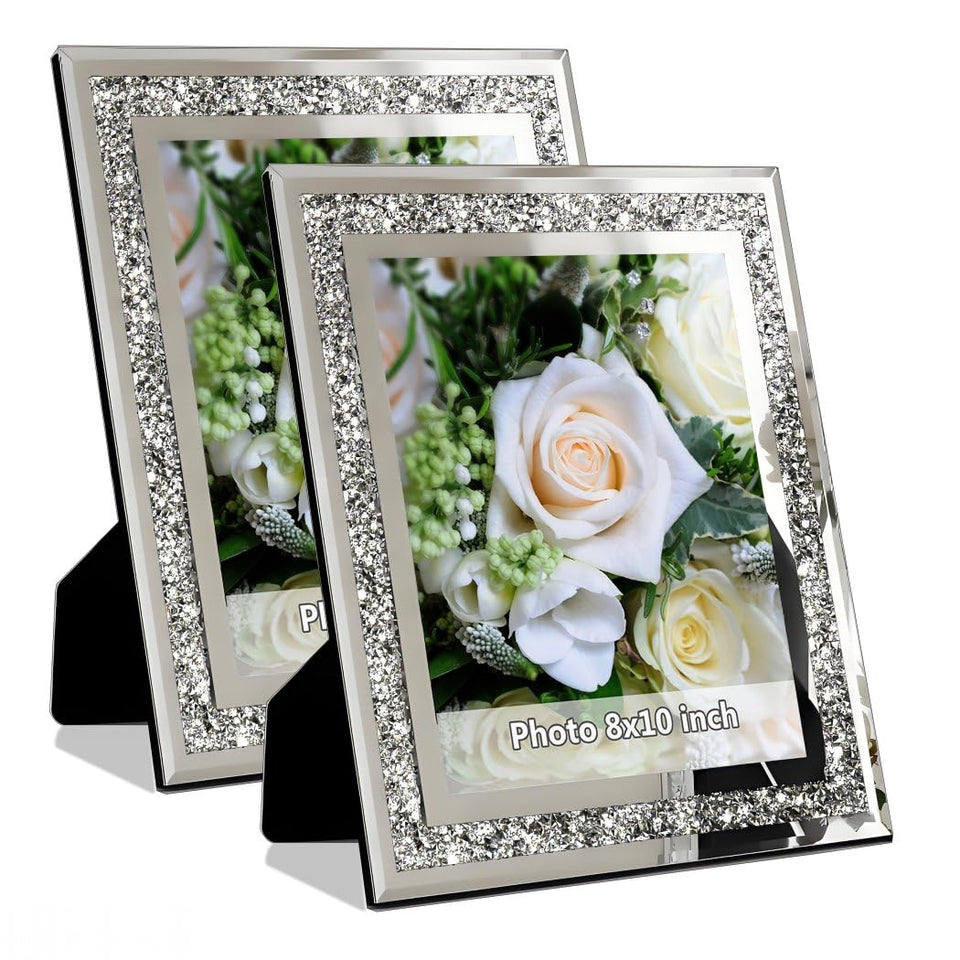 ALLARTONLY crushed-diamond wedding frame with 8x10 photo holder, ideal for cherished memories.