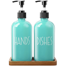 ALLELION turquoise dish soap dispenser pump for an organized counter