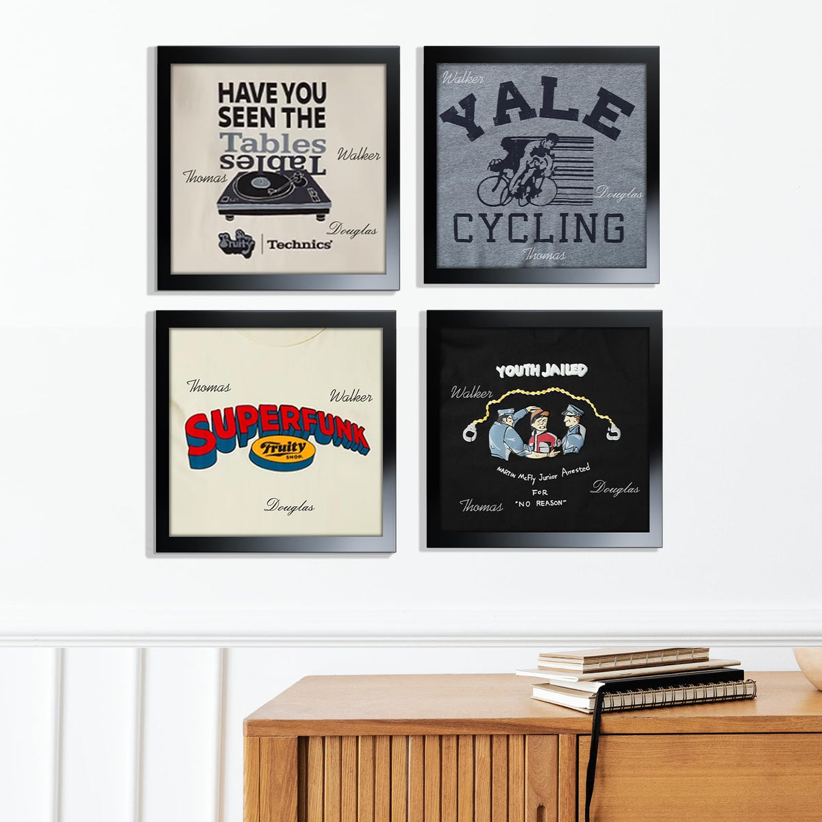 Allenkwok concert tees appear clear under glare-free plexiglass