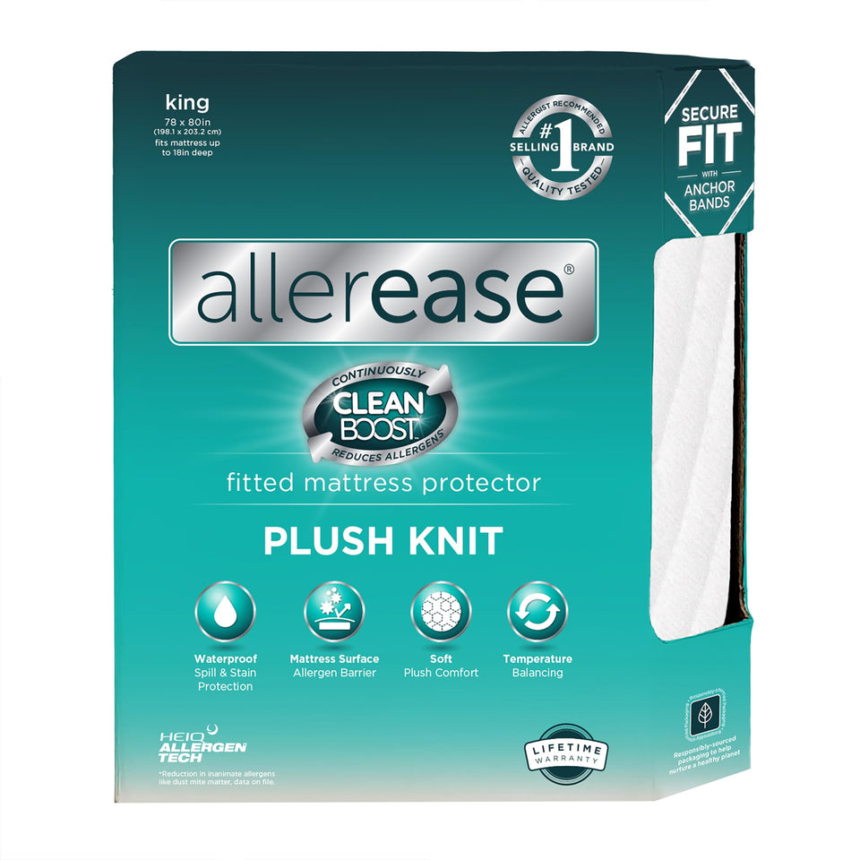 Aller-Ease CleanBoost plush knit top for a soft, comfortable sleep surface.