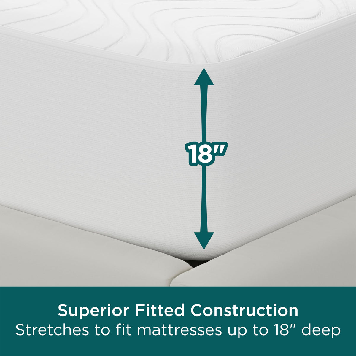 King size mattress protector designed for secure fit on large beds.