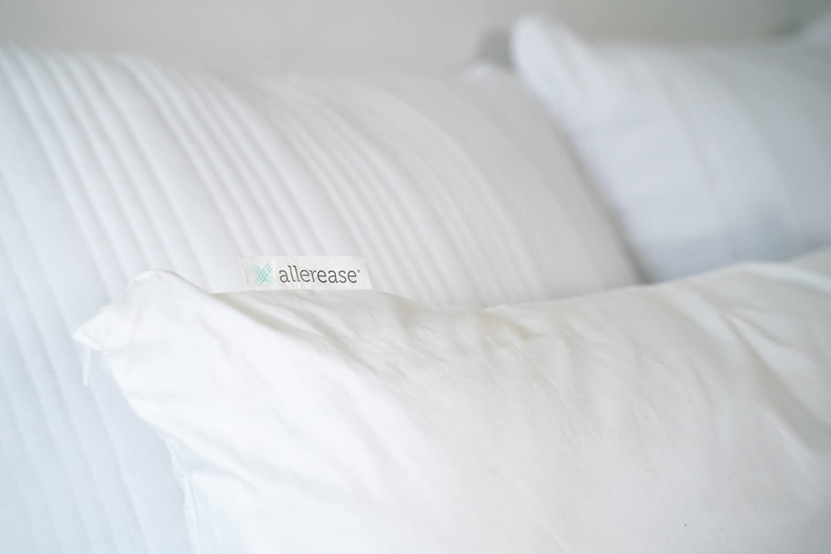 AllerEase machine-washable pillow cover ensures easy cleaning and ongoing freshness.