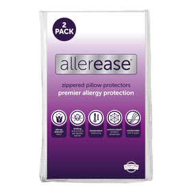 Aller-Ease pillow protector close-up featuring breathable fabric for allergen protection