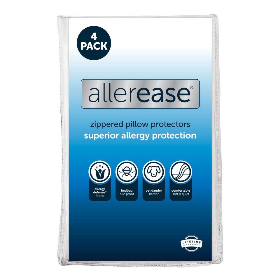 Aller-Ease pillow protector zipper closeup displaying durable weave for allergy protection