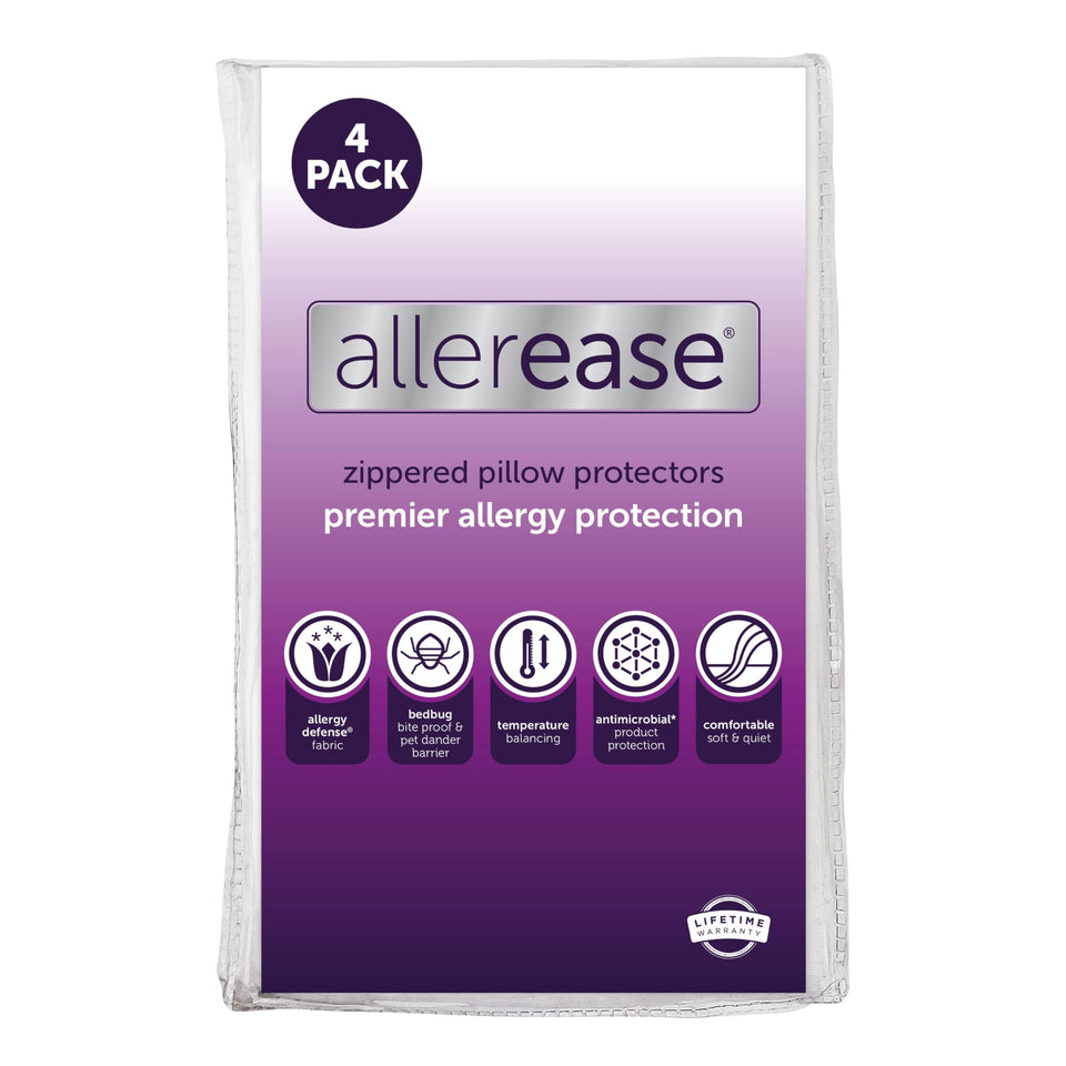 AllerEase pillow protectors zipper closeup offering full pillow coverage.