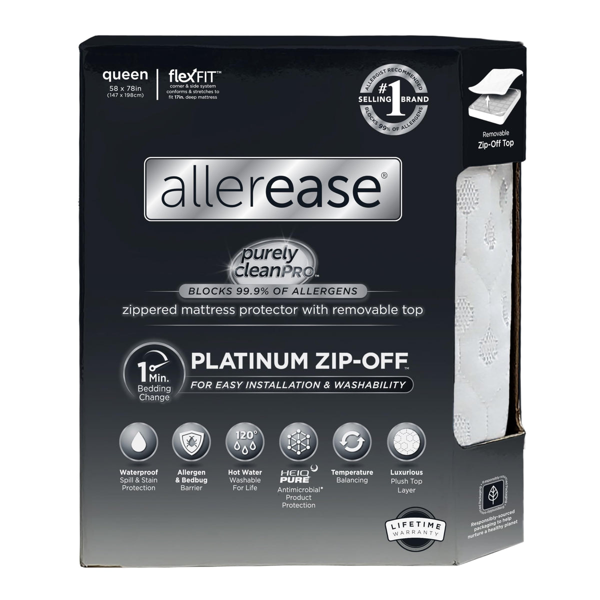 Close-up of Aller-Ease Platinum plush top showing luxurious fabric and texture