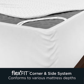 White Aller-Ease Platinum protector fitting a modern bedroom aesthetic