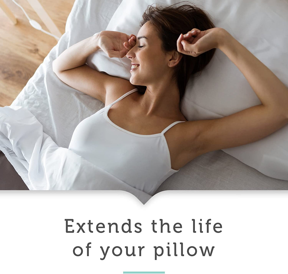 AllerEase soft-touch pillow cover stacked highlights gentle, breathable protection in a clean setup.