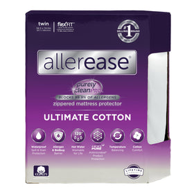 AllerEase Ultimate mattress protector front view with snug fit and breathable top.