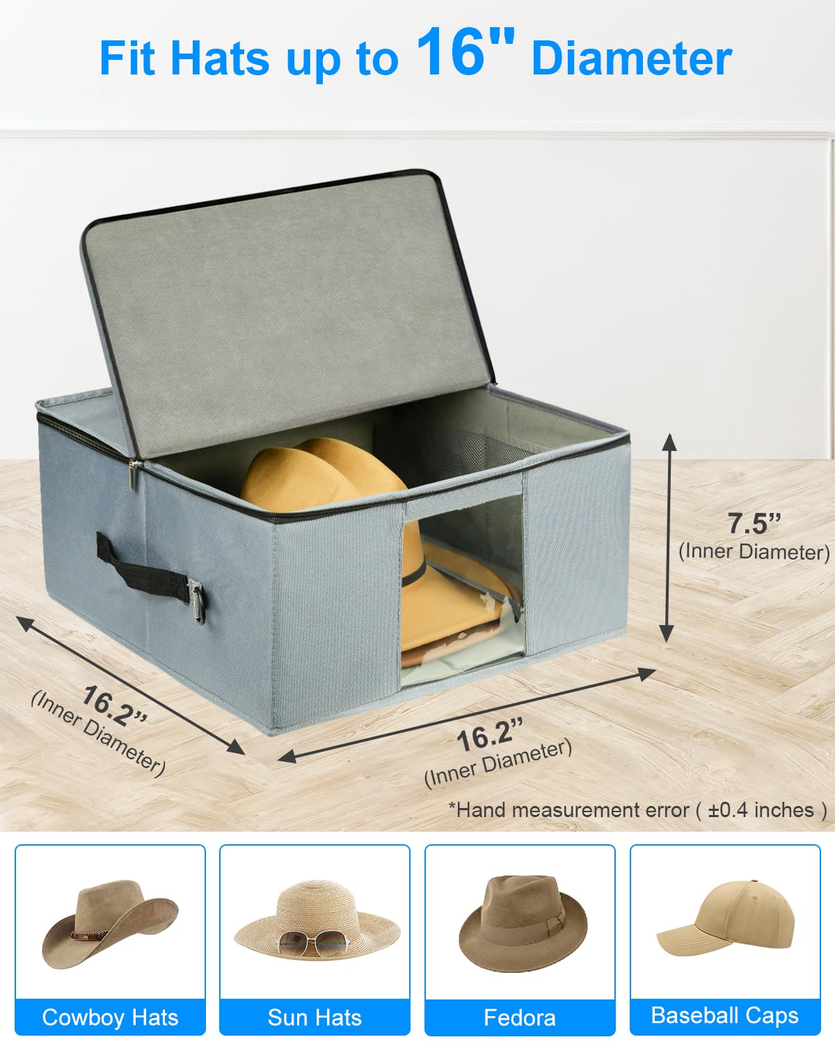 Allgawise hat box with travel handle for easy packing on trips.