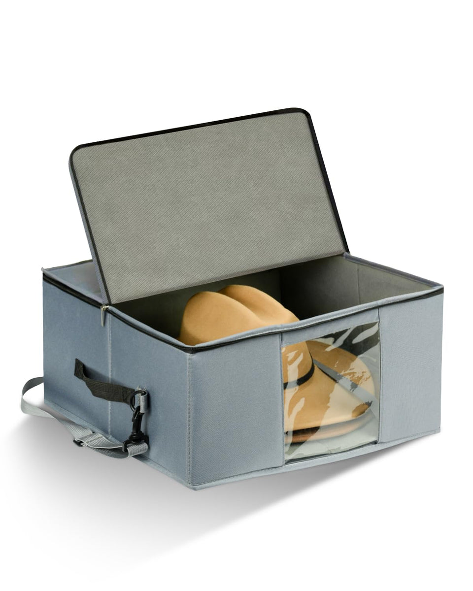 Allgawise large cowboy hat box with lid open showing six-side protection.