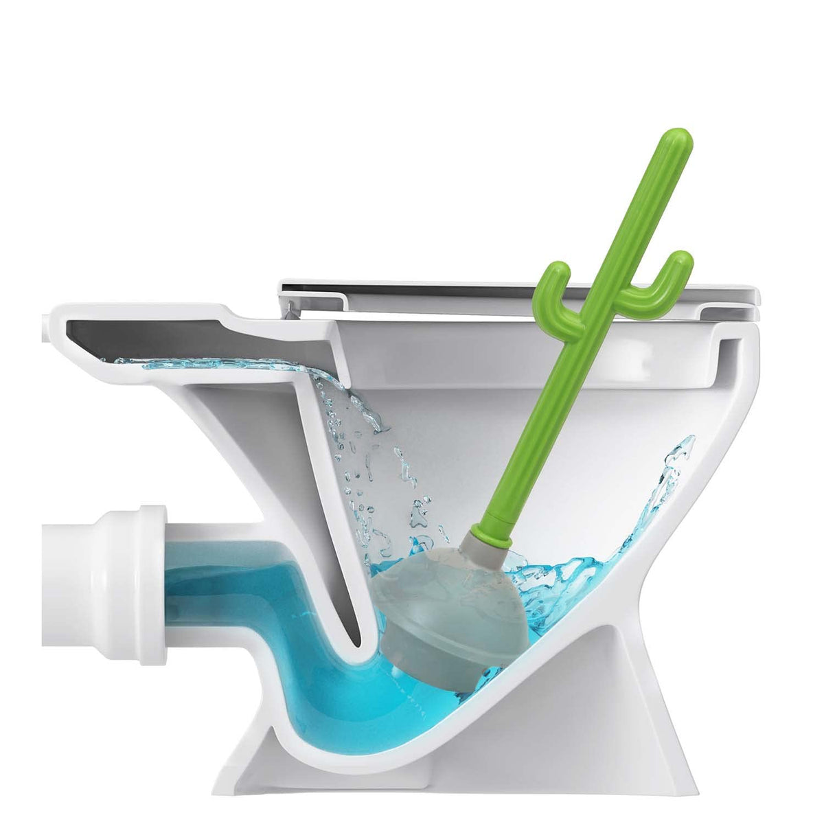 ALLOBUB cactus plunger handle close-up, ergonomic grip for comfort.