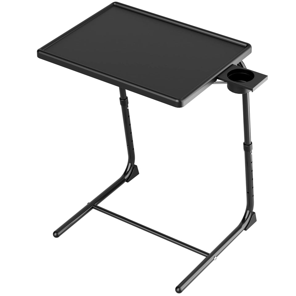 Allpop TV Tray Table folded for compact storage beside the sofa.