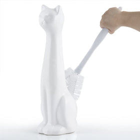 Allure White Cat toilet brush holder with ceramic finish for tidy bathrooms.