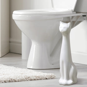Allure White Cat toilet brush with white plastic handle for easy cleaning.