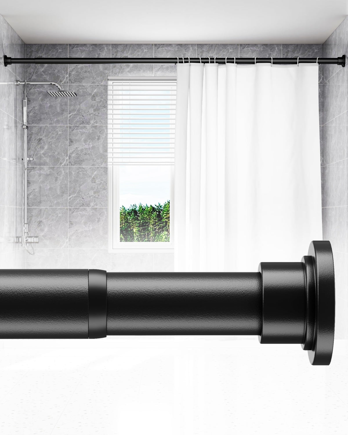 ALLZONE adjustable tension curtain rod with 42-78 inch range for secure, no-drill installation.