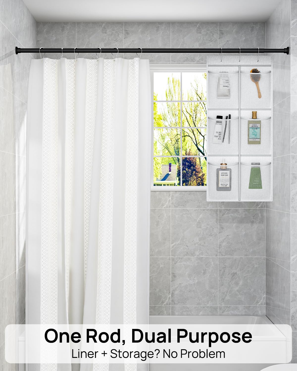 ALLZONE black no-drill rod used to hang garlands for décor