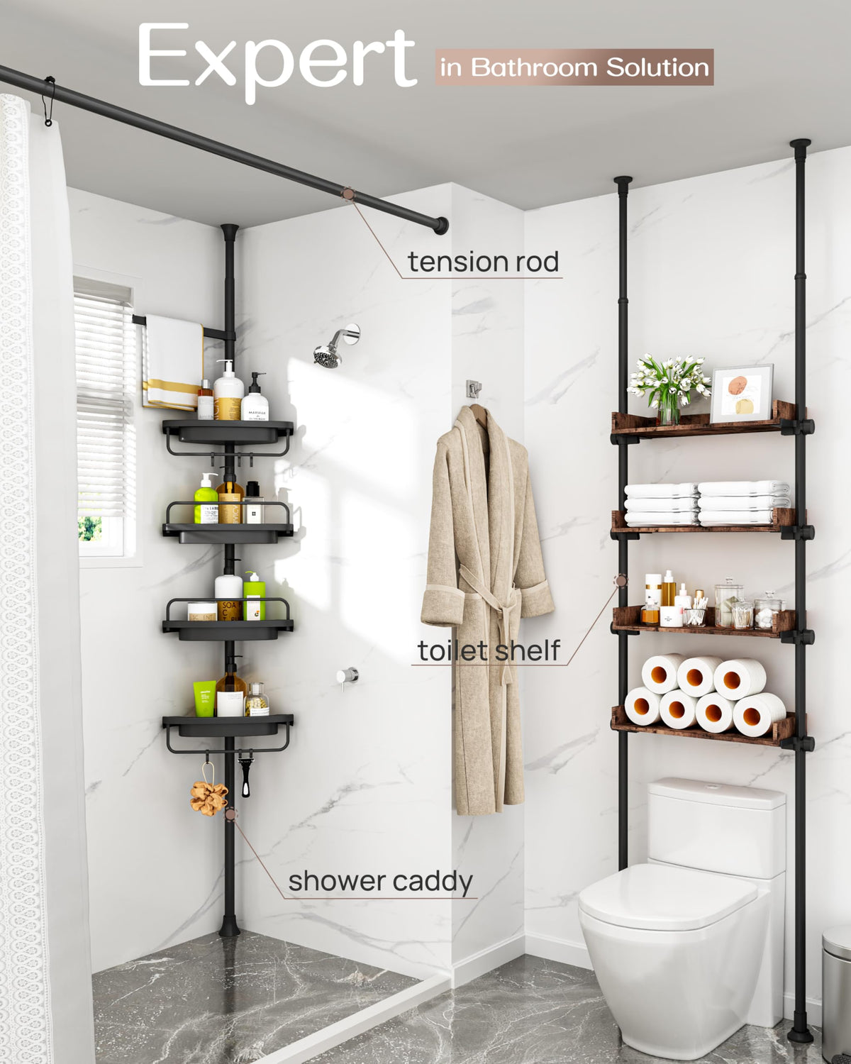 ALLZONE corner shower caddy assembly steps ensure quick, tool-free setup.