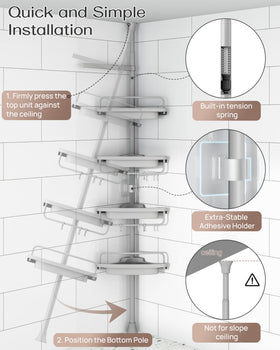 ALLZONE self-draining shelves prevent water buildup after showers.