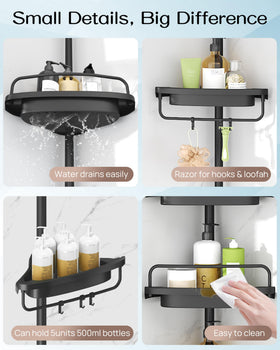ALLZONE self-draining shelves keep products dry and tidy.