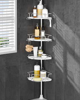 ALLZONE corner shower caddy tension pole keeps bottles organized and within reach.