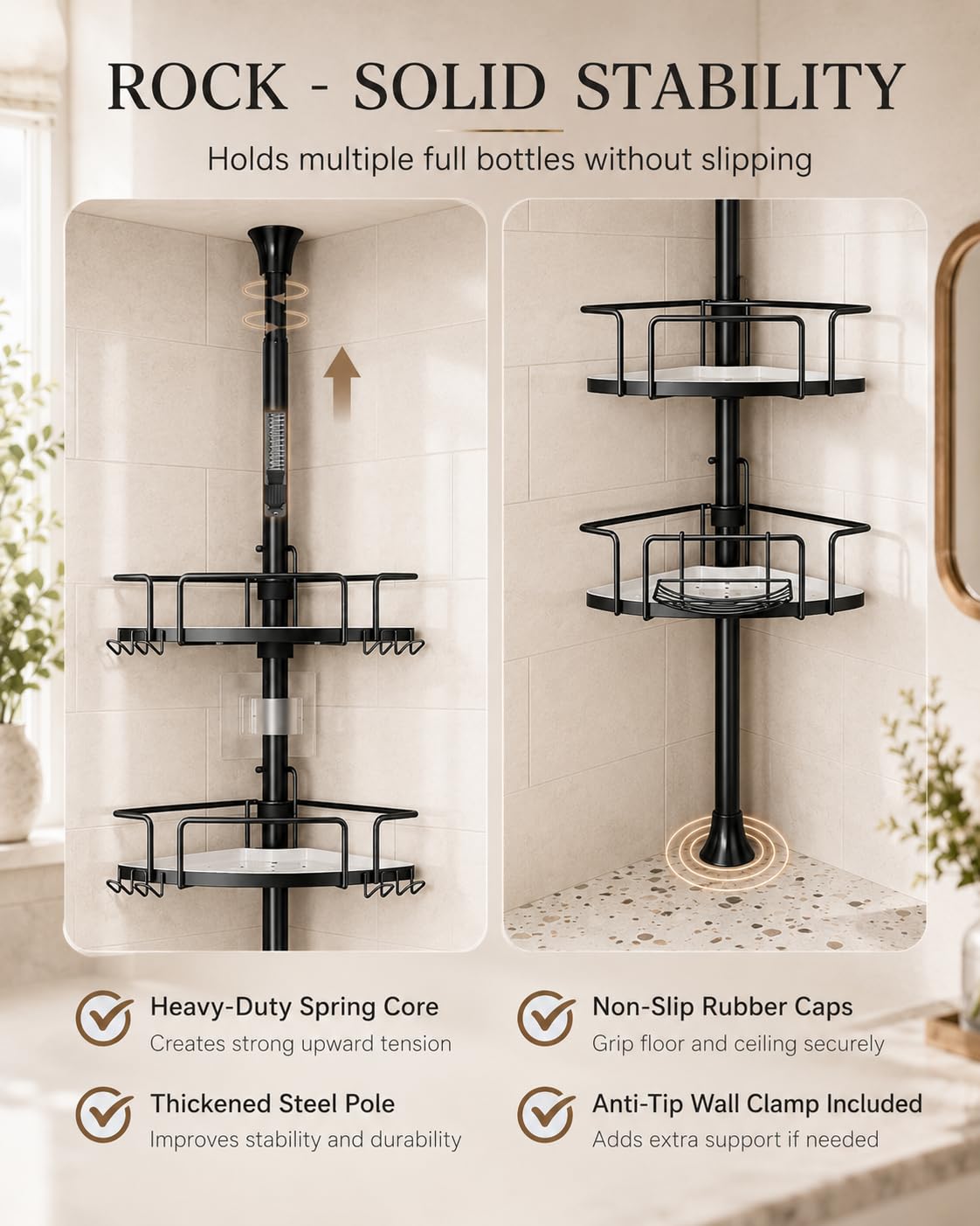 ALLZONE dedicated soap dish helps keep soap dry and organized