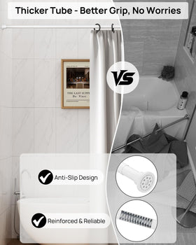 Allzone rustproof white shower rod resists moisture in bathrooms