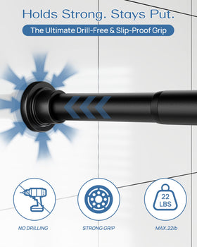ALLZONE bathroom-friendly shower curtain rod with tool-free installation.