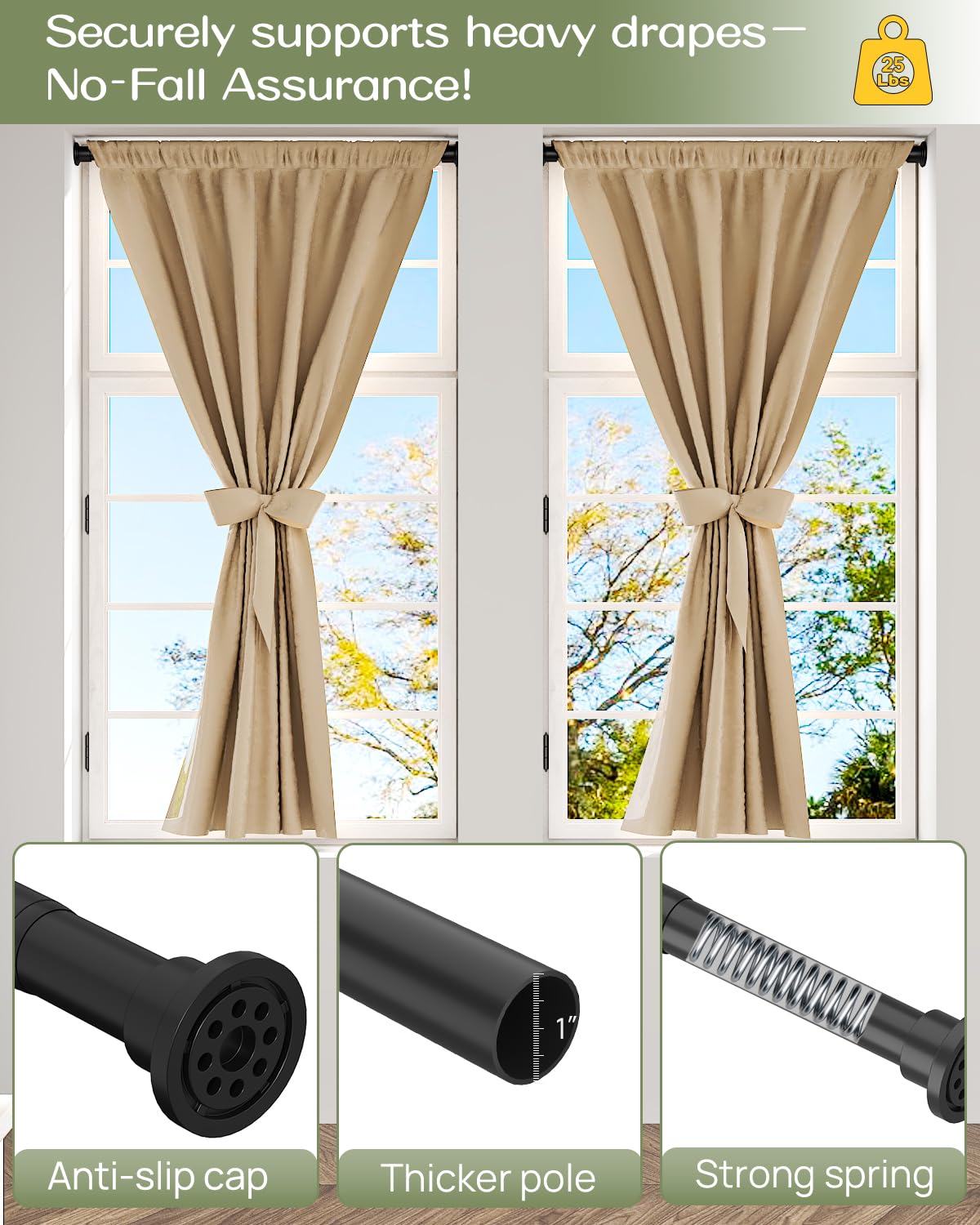 ALLZONE adjustable 28-42 inch rod fits many spaces