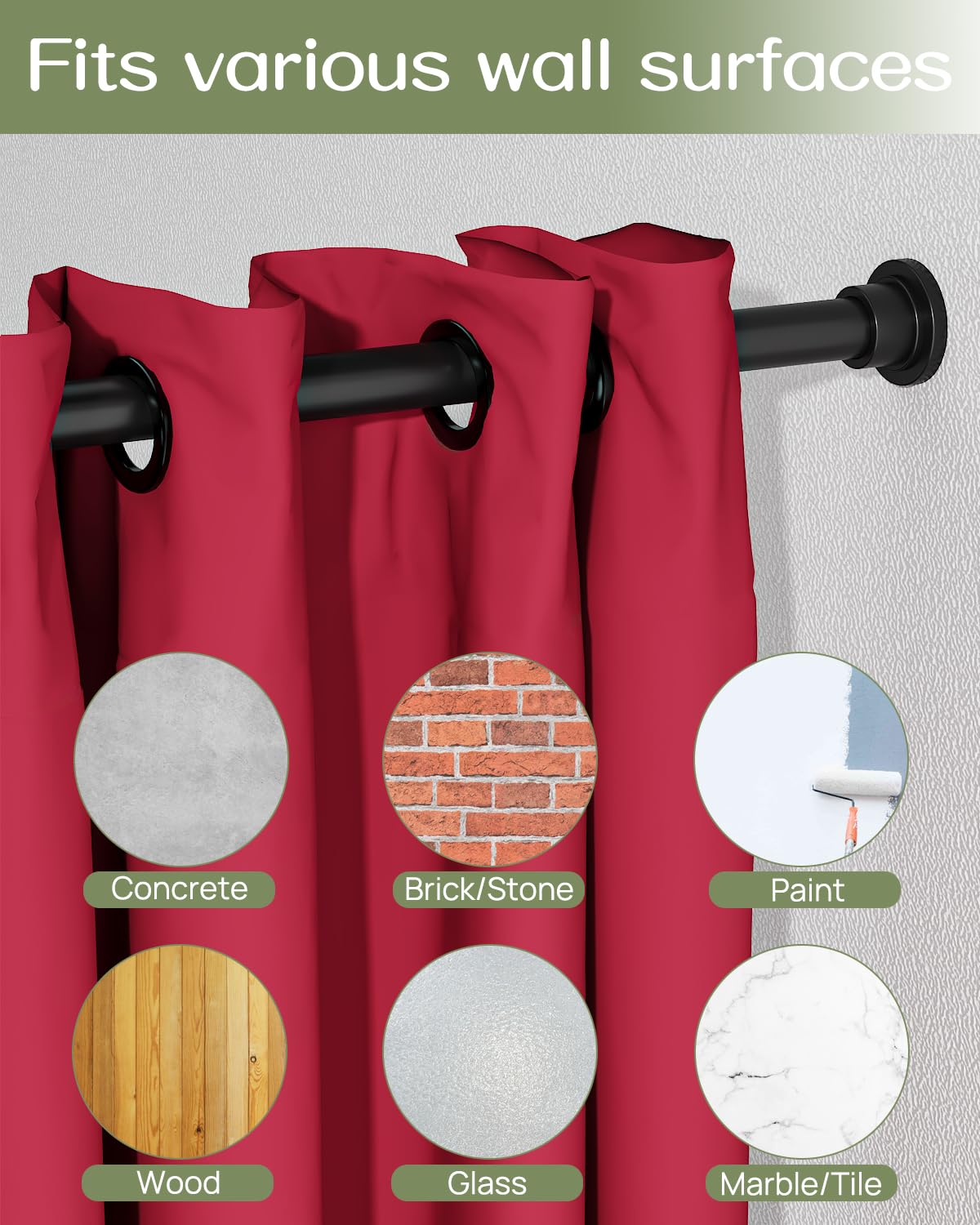 ALLZONE anti-slip design keeps curtains in place during use