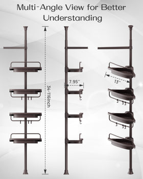ALLZONE solid durable shower caddy prevents bottle slips on deep shelves.
