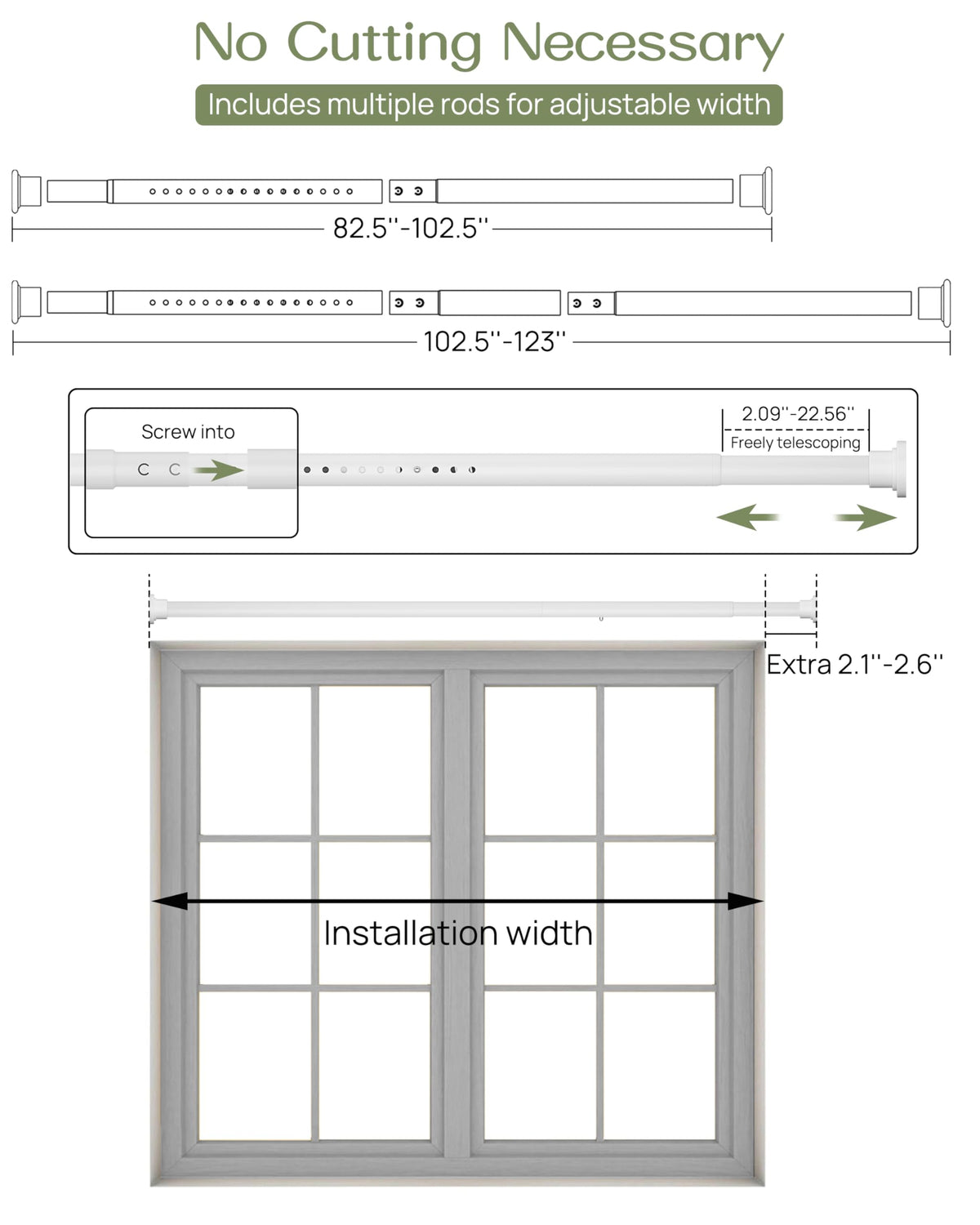 Allzone no-drill curtain rod suitable for renters and quick installations.
