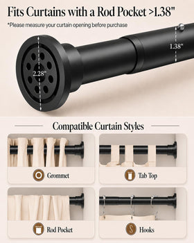 AllZone tension rod universal wall compatibility works on wallpaper, tile, glass.