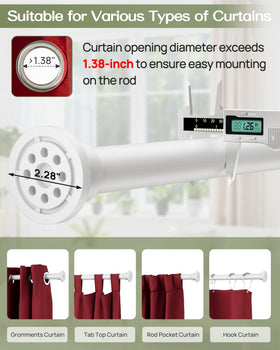 Allzone 1.25-inch diameter tension rod supports heavy drapes with stability.