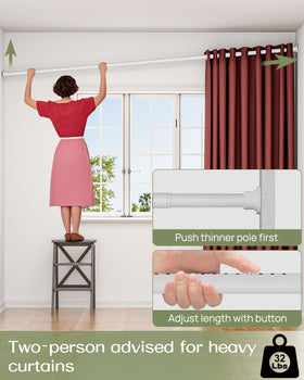 Allzone adjustable-length 83-123 inches fits diverse window sizes.