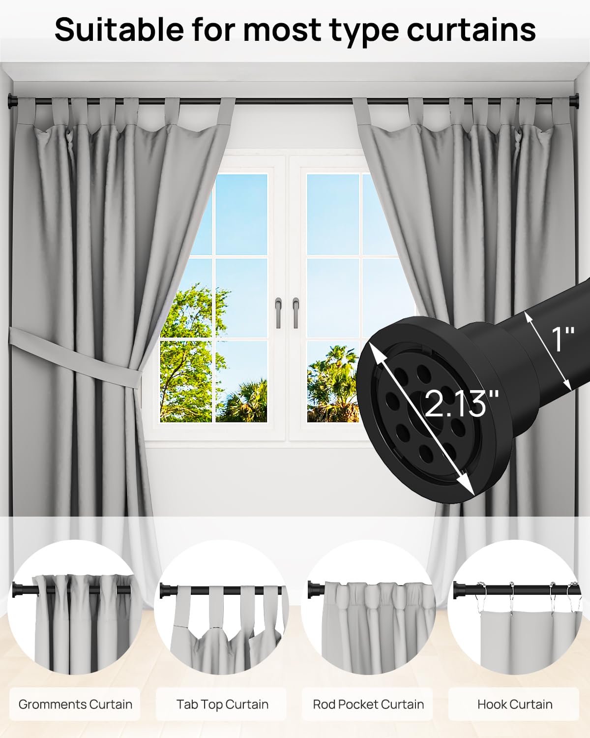 ALLZONE versatile rod fits bathrooms, windows, doors, and closets for flexible storage