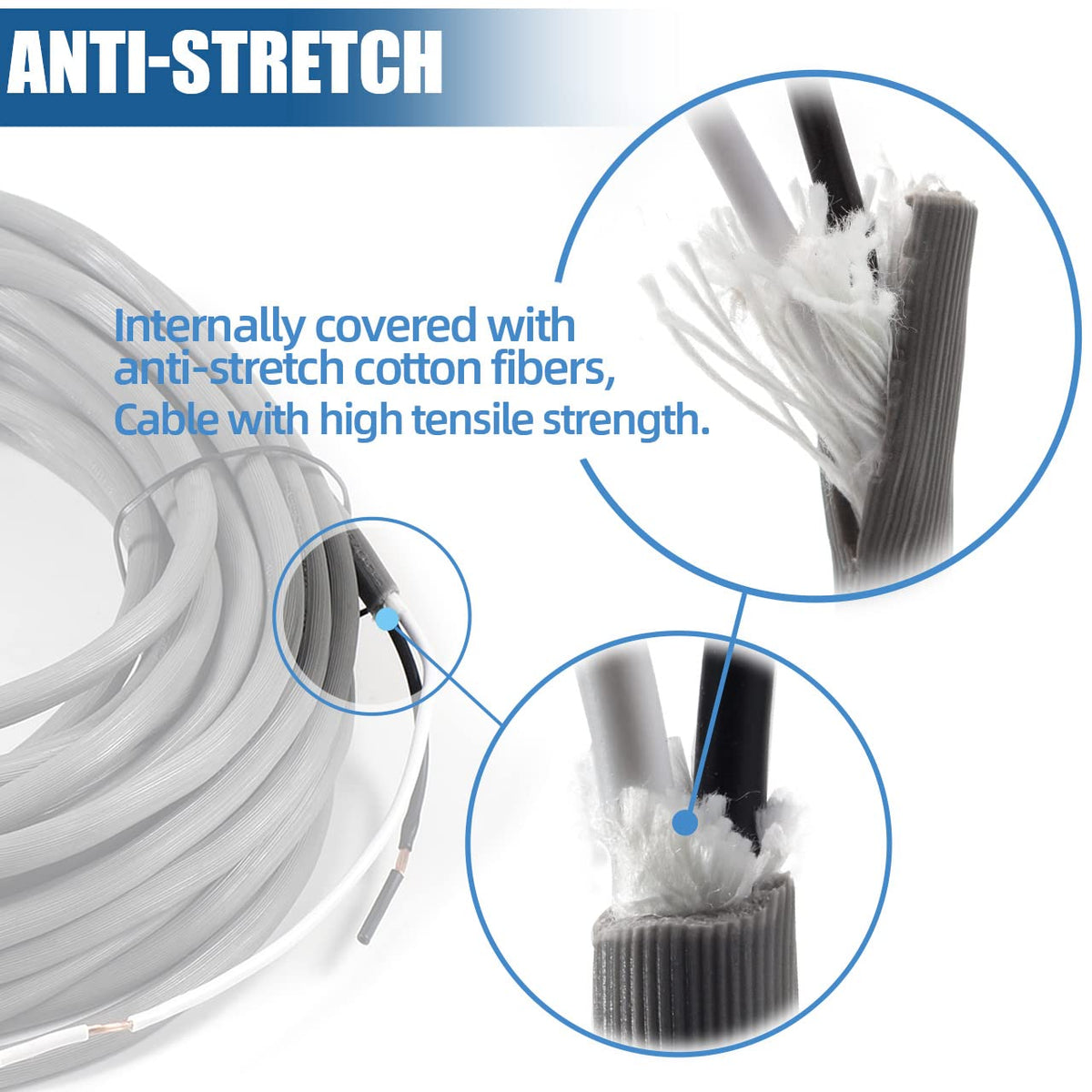 Alocs 36ft length power cord shown with coiled storage for tidy setups.