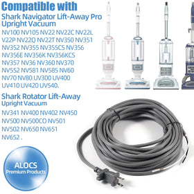 Alocs 36ft cord in use with a Shark Navigator highlights extended reach during cleaning.