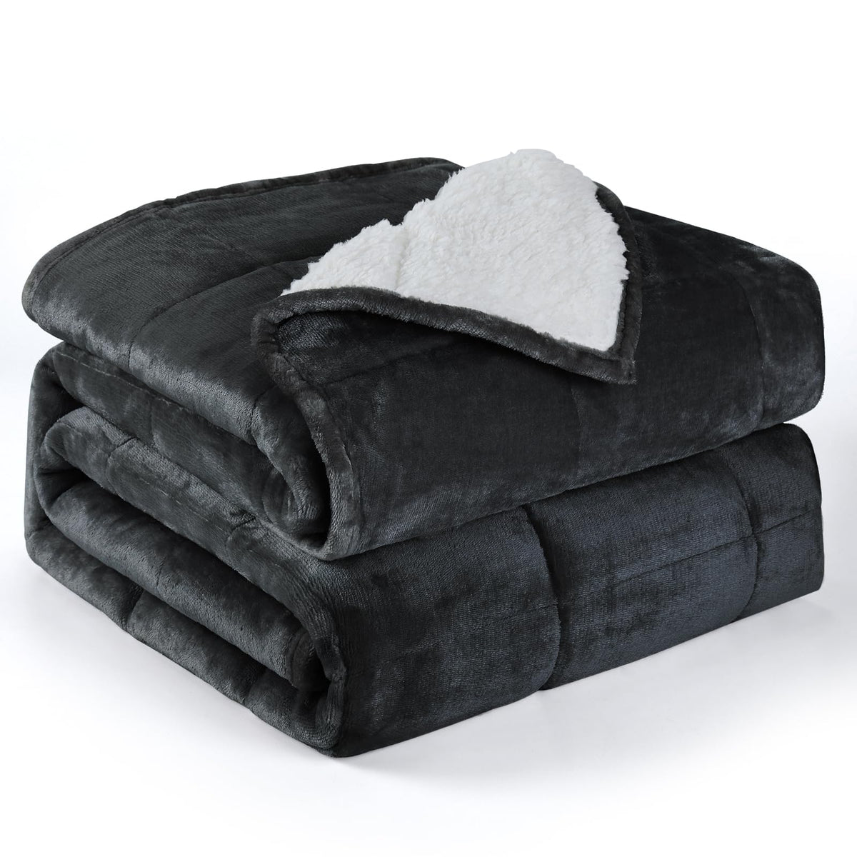 Alomidds sherpa fleece weighted blanket showing plush texture for comfort.