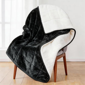 Alomidds weighted blanket queen in dark grey with plush Sherpa for cozy warmth.