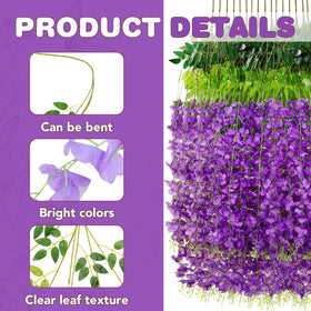 Alotiki artificial wisteria flowers close-up detail with silky texture