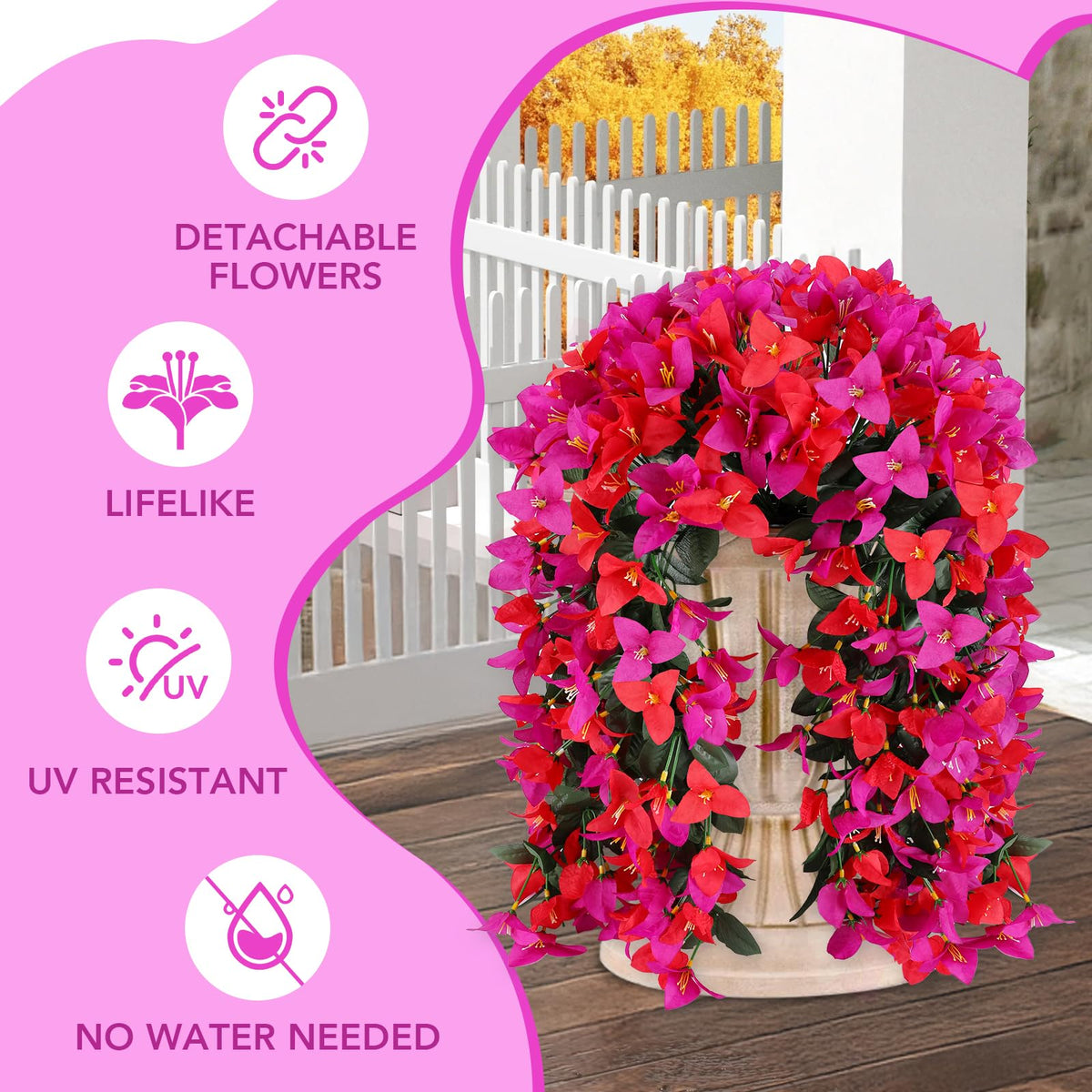 Alotiki Bougainvillea realistic appearance adds natural charm to gardens, porches, and windows.