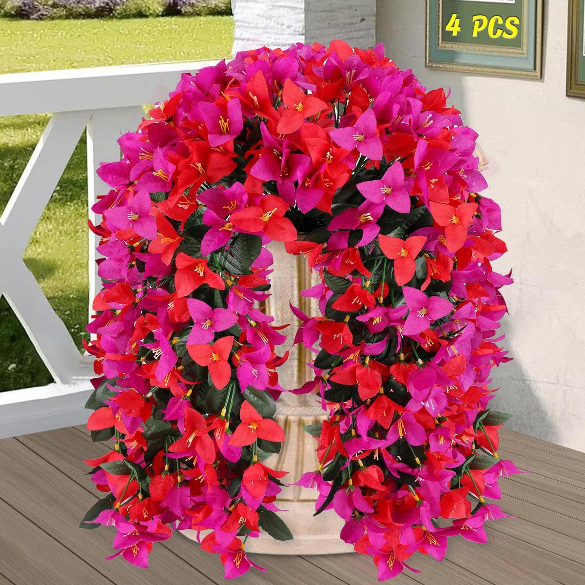 Alotiki Bougainvillea rose-red bundle for outdoor décor, lifelike and UV-resistant.