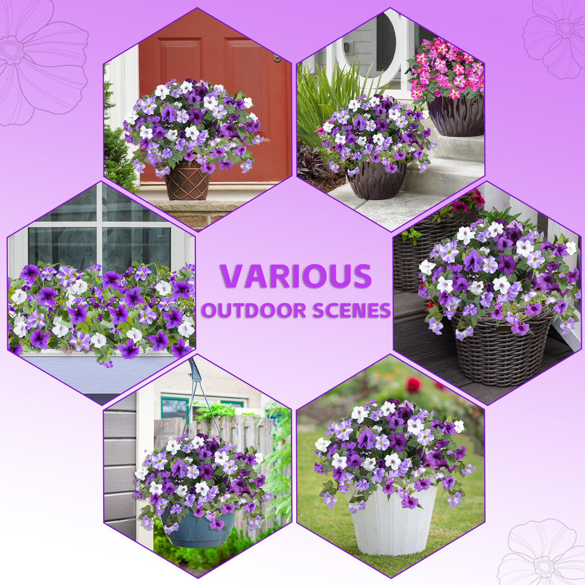Alotiki outdoor flowers 4-pack with heat-adjustable stems for easy styling