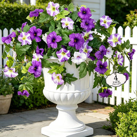 Alotiki petunias 4-pack with purple and white silk blooms for outdoor decor
